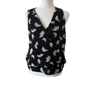 White House | Black Market Sleeveless Feather Design Blouse